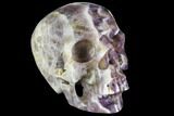 Realistic, Carved Chevron Amethyst Skull #150866-1